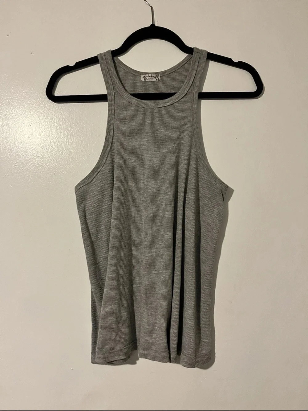 Free People Heather Gray Ribbed High-Neck Tank